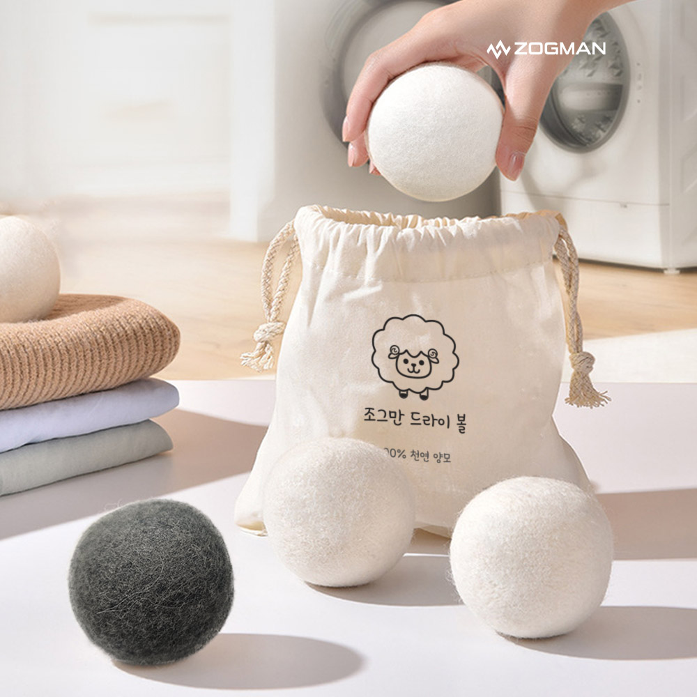 조그만 건조기 대형 건조볼 양모볼 뉴질랜드산 100% 천연 고급 양모 7cm 6개 5,000원