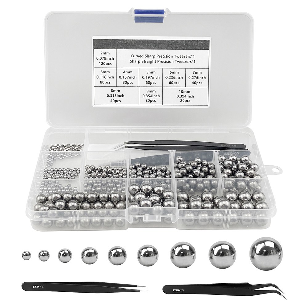 520개 2-10mm 탄소강 베어링 롤러 볼, 정밀 베어링 롤러 볼, 자전거 스케이트 보드 컨베이어 롤러 용 자전거 베어링 롤러 볼 조립 키트 산악 자전거 스케이트 베어링(핀셋 포, 1개 12,490원