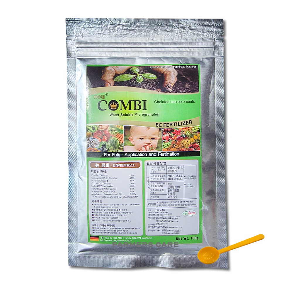 파머스케어 콤비 비료 킬레이트 특수 미량요소 비료 개화촉진 꽃눈분화 수확량증가 오이 복숭아 자두 고추 배추 인삼 전용 식물영양제, 100g, 1개 13,800원