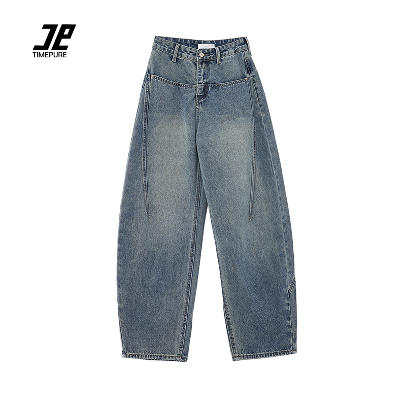 TIMEPURE 여성 커브드 데님 팬츠 루즈핏 와이드 하이웨이스트 디자인 청바지 33,000원
