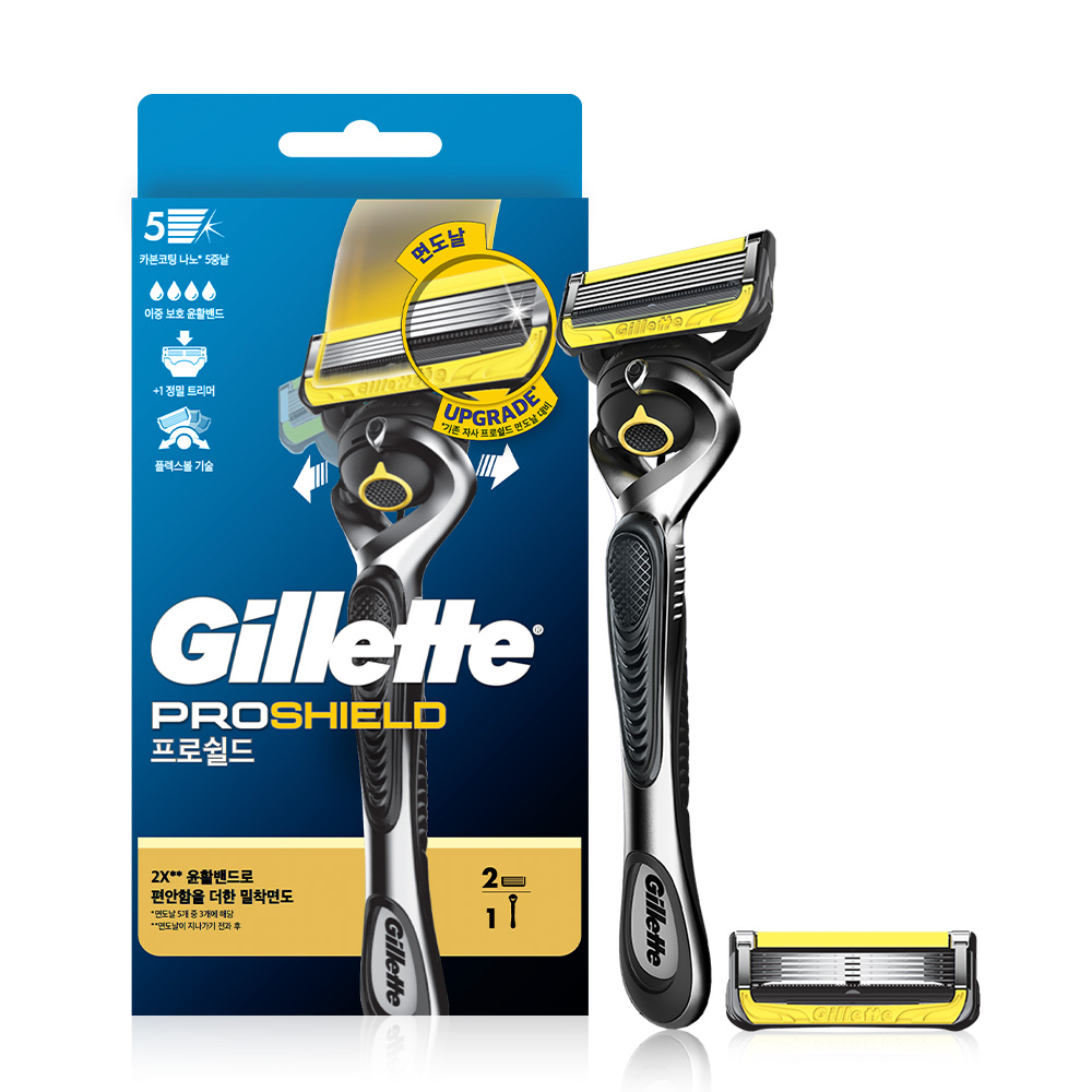 질레트 프로쉴드 옐로우 매뉴얼 면도기 핸들 + 면도날 2p 세트 16,260원