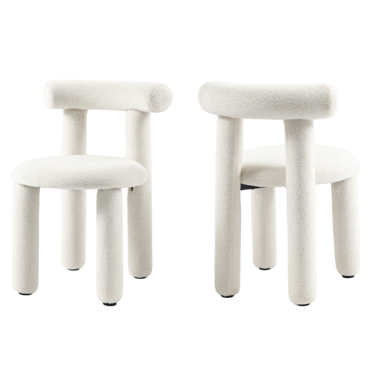 다야레인 식탁의자 모던 라운드 곡선 부클레 다용도 의자 인테리어 등받이 체어, 2개, 화이트 205,100원