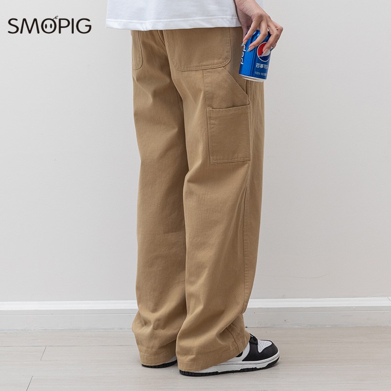SMOPIG 남자 와이드 팬츠 순면으로 만든 두툼하다 춘추 캐주얼 바지 내마모성카고바지 널찍하다 드리움 29,800원