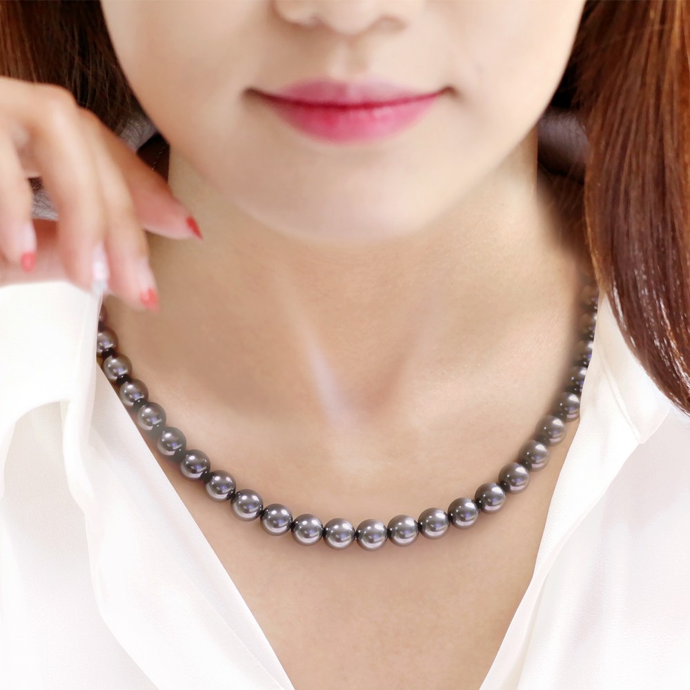 에버링 [사은품2종] 그레이스펄 흑진주 비드 8mm 목걸이_NPR08K pearl necklace gift 118,000원