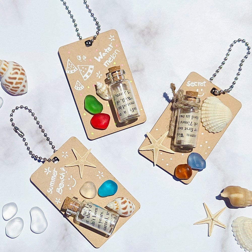 아트앤허그 바다키링 만들기 소원 유리병 조개 꾸미기 업사이클링 DIY 환경 미술 재료, 1세트, 기본 4,800원