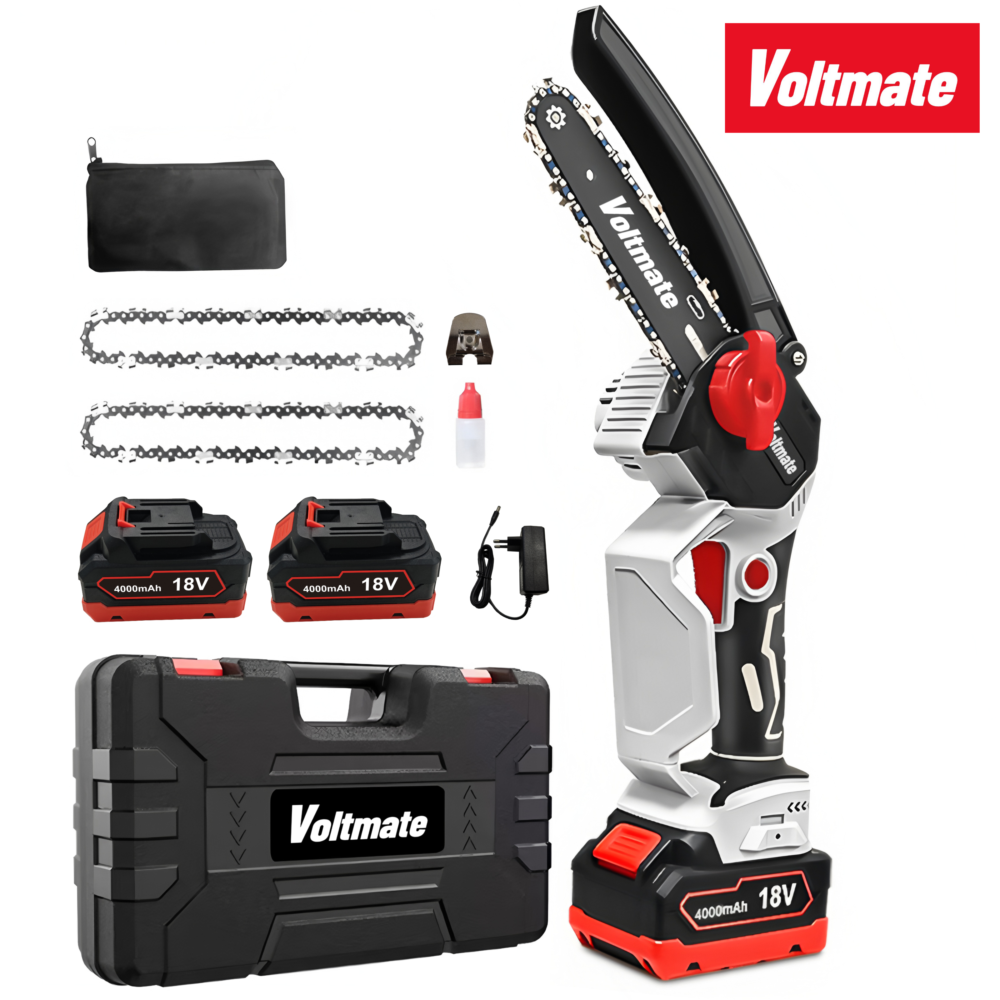 국내발송 VoltMate 대한민국의 브랜드 21V BLDC 무브러시 모터 6인치 고성능 무선 리튬 배터리 전동 톱 고출력 충전식 무선 전기톱 4000mAh 이중 배터리 세트, 1세트 116,850원