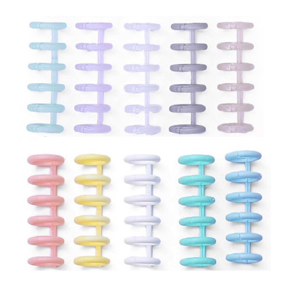 파스텔 6공 루즈링 5컬러 10개 바인더링 컬러 클립바인더 셀프제본 루즈리프 서류정리, 마카롱컬러 1,900원