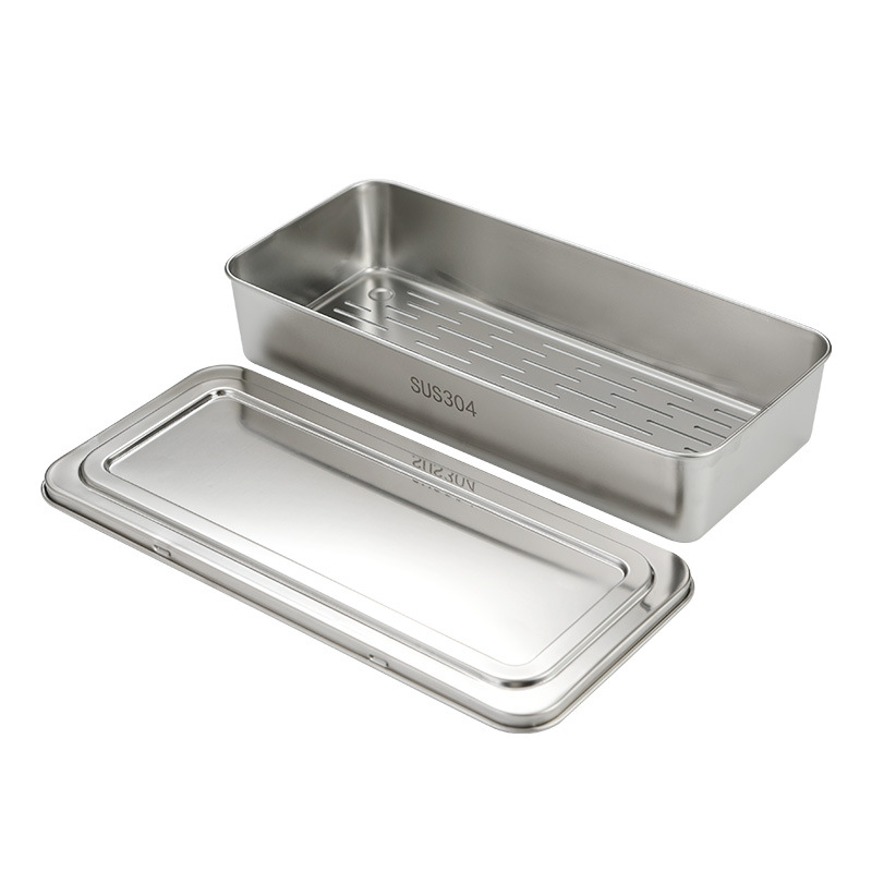 아이레노 업소용 스텐 수저통 대형 물빠짐 스테인리스 주방 정리함 식당용 대용량 위생 건조 수납통 다용도 조리도구 꽂이 실용적인 보관 케이스, 기본-대형, 1개 27,600원