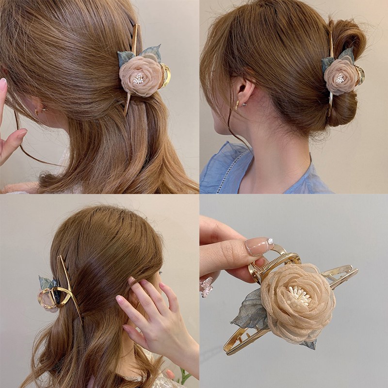 [2개]  장미꽃 데일리 똥머리 긴머리 숱많은 반묶음 당고 대왕집게핀 메탈 집게핀 자동핀 8,780원