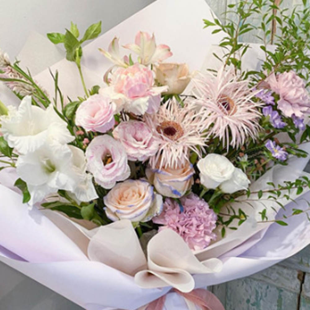 농원청년 꽃다발 생화 생일 생신 기념일 전시회 연주회 전국꽃배달서비스 당일배송, 1개, L-화이트&베이지 179,000원