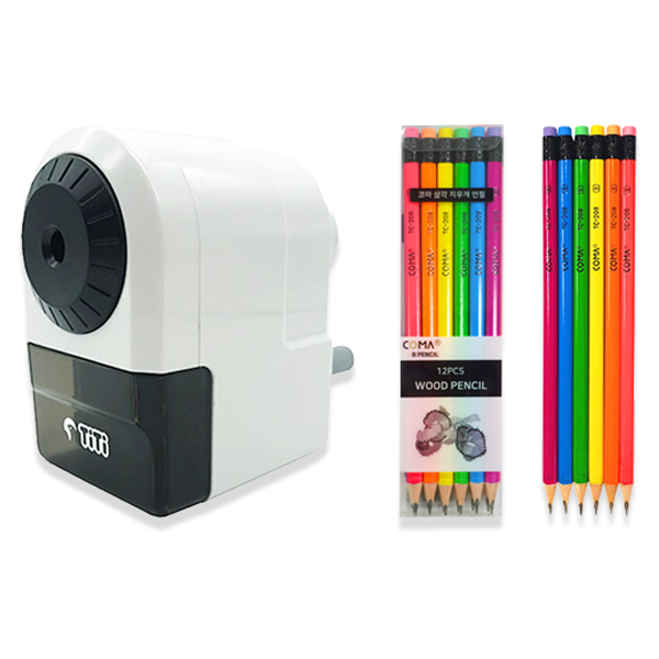 티티 미술용 5단 심조절 연필깎이 + 투코비 코마 삼각 지우개 연필 TC-208 6종 x 2p 세트 13,450원