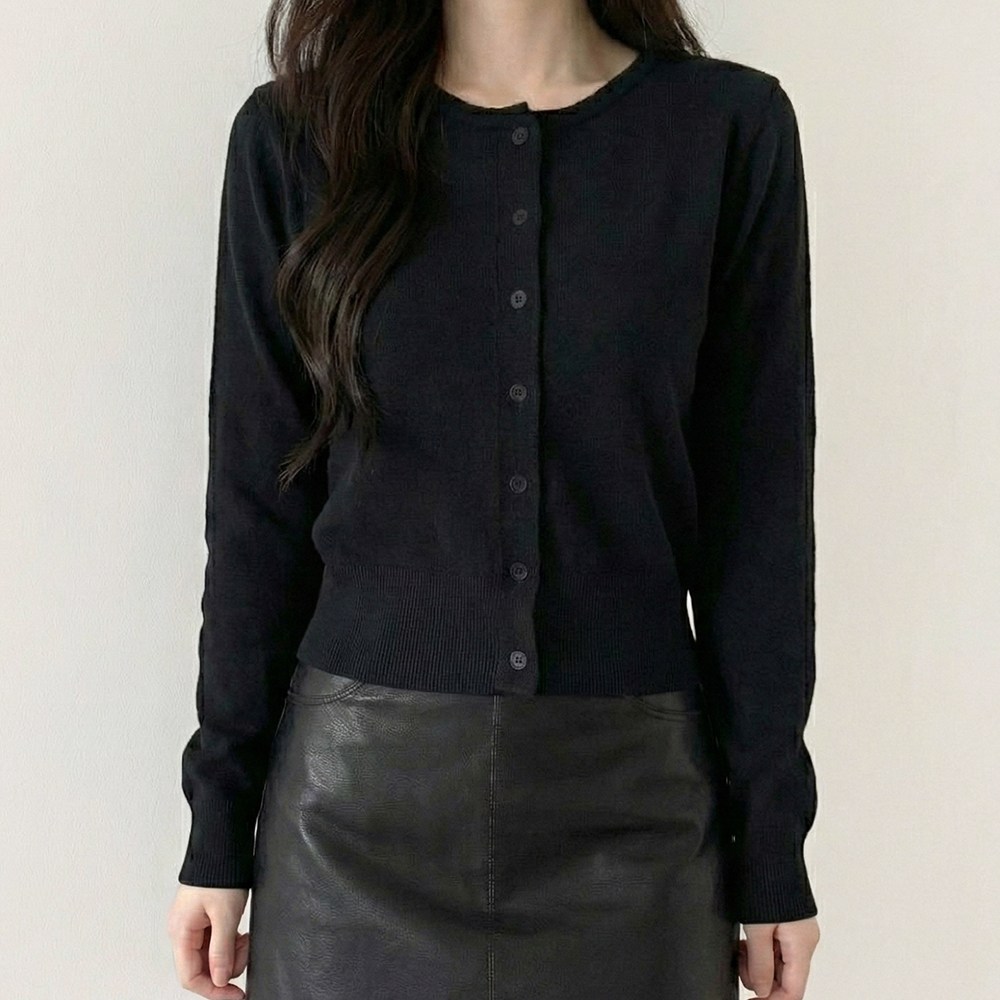 슬로핏 여성 라운드넥 여리핏 가디건 비스코스 간절기 봄 슬림 니트[3사이즈] 21,900원