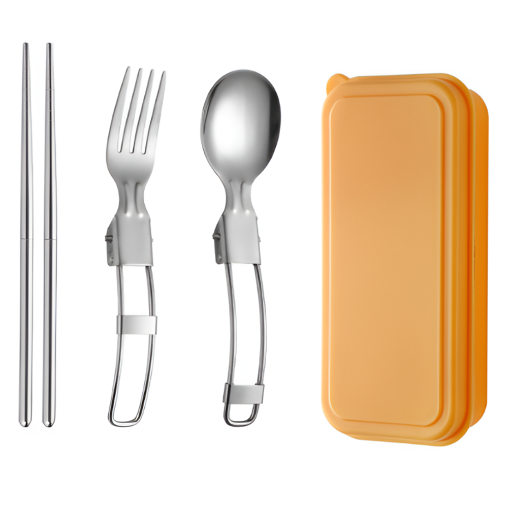 보다모가 휴대용 304 스테인레스 접이식 캠핑 수저 세트, 옐로우, 1세트 7,500원