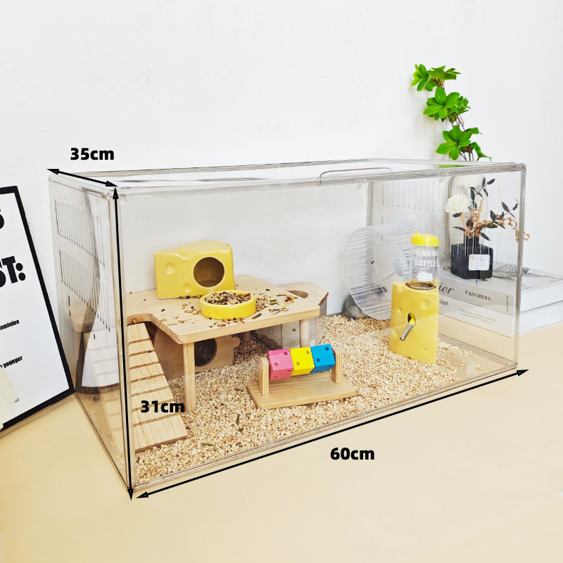 대형 아크릴 햄스터 케이지 투명 리빙박스 골든햄스터 집 사육장 하우스 놀이 공간 포함 43,000원