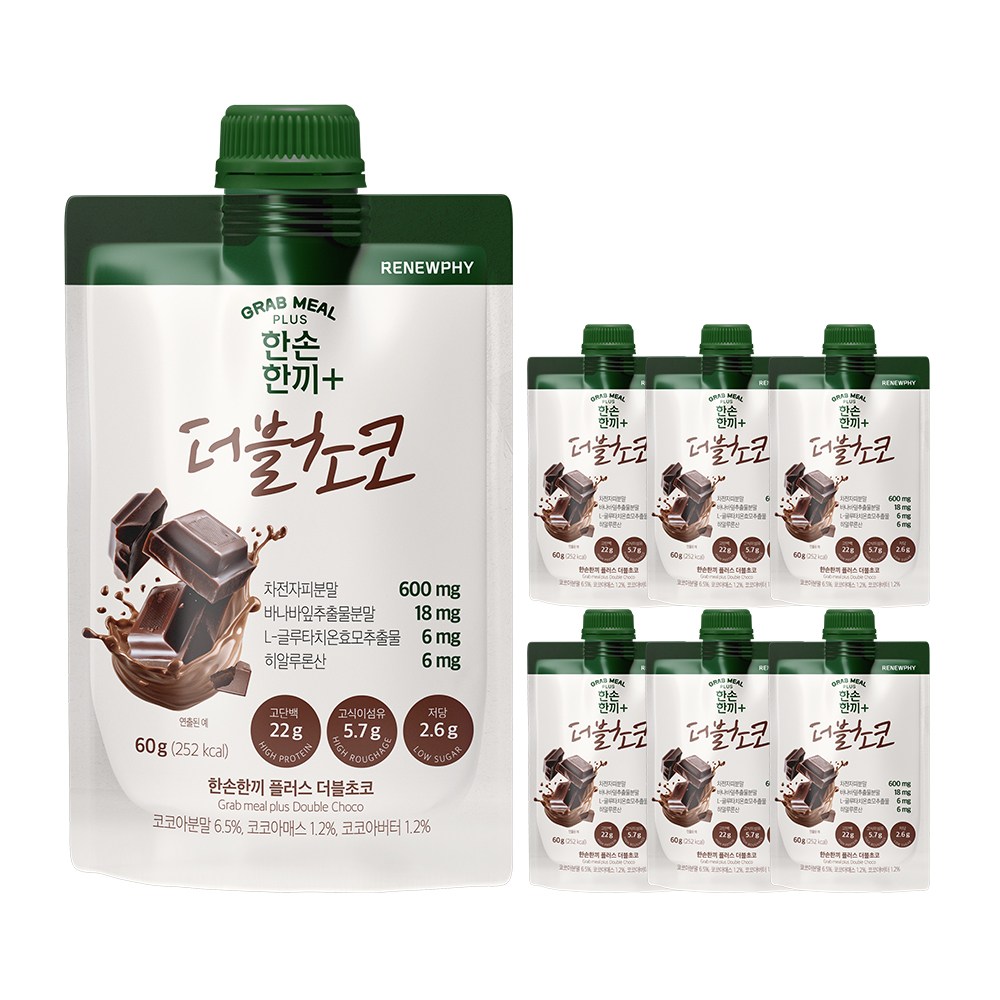 한손한끼 플러스 단백질 쉐이크 저당 고단백 더블초코맛, 7개, 60g 24,400원