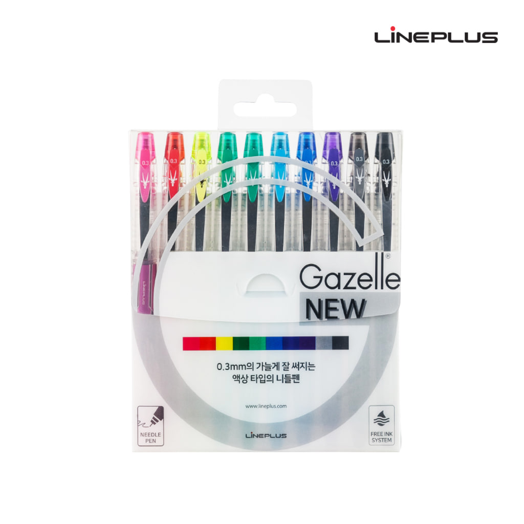 라인플러스 국산 가젤펜 0.3mm 잉크펜 10색 1박스 48세트 411,270원