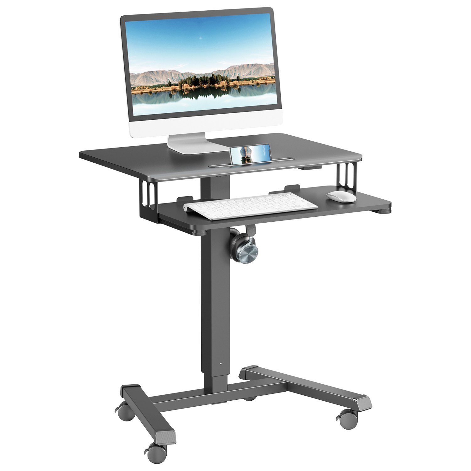 Ergomaker 높이조절 모션데스크 이동식 쇼파 침대 사이드 테이블 키보드 트레이 65*45cm, 블랙 118,900원