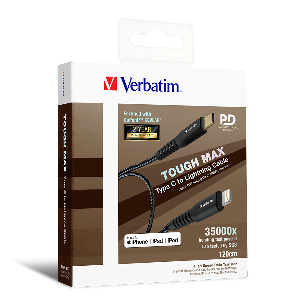 버바팀 케블라 타입 C to 라이트닝 케이블 120cm, 블랙, 1개 15,400원