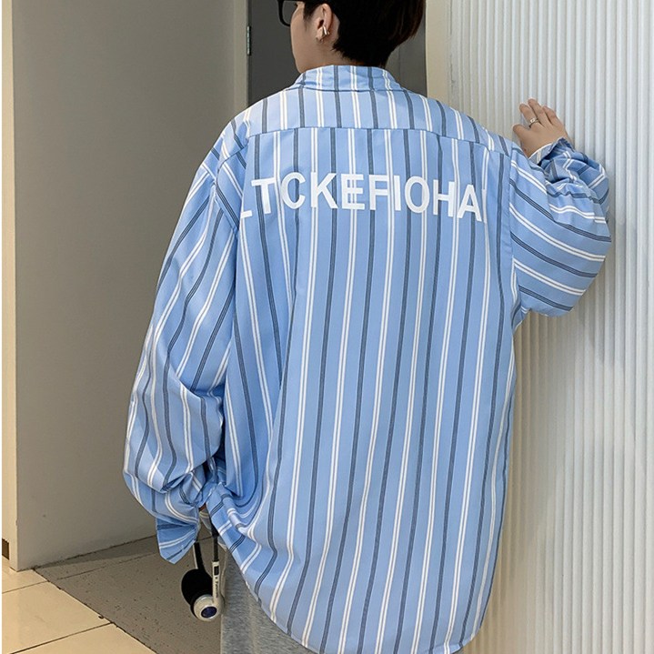 킹앤조이 비엘티 백레터링 스트라이프 루즈핏 셔츠 89,800원