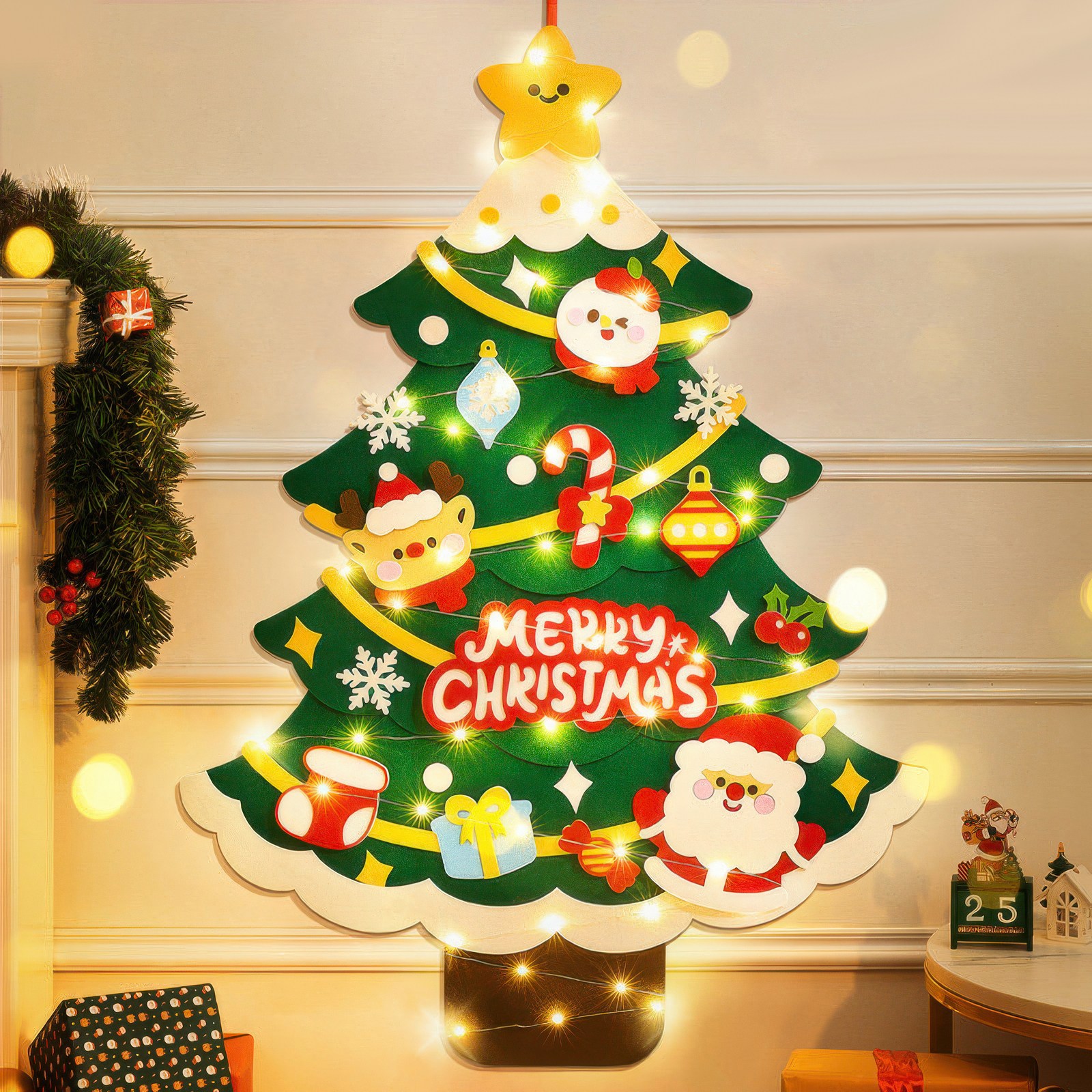 Hyades 크리스마스 장식 DIY 펠트 LED 벽트리 풀세트 9,900원