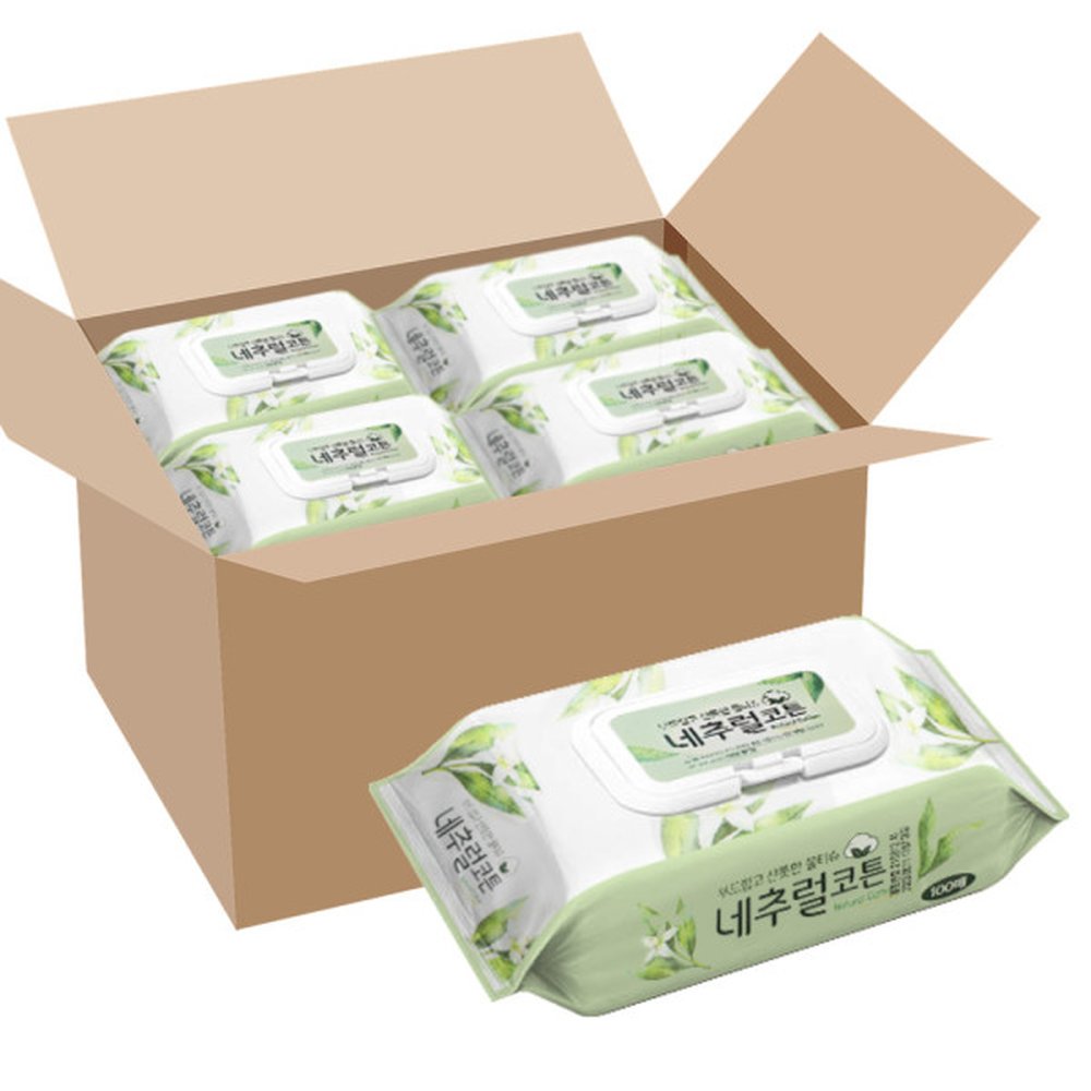 네추럴코튼 물티슈 캡형 100매 24팩 두꺼운 물티슈 박스 단위로 구매 시 32,310원