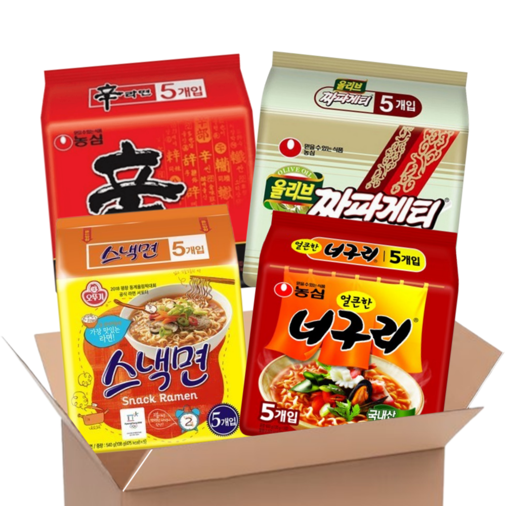 [맛슐랭] 멀티팩 봉지라면 신라면 5+너구리 5+짜파게티 5+스낵면 5, 1세트 19,130원