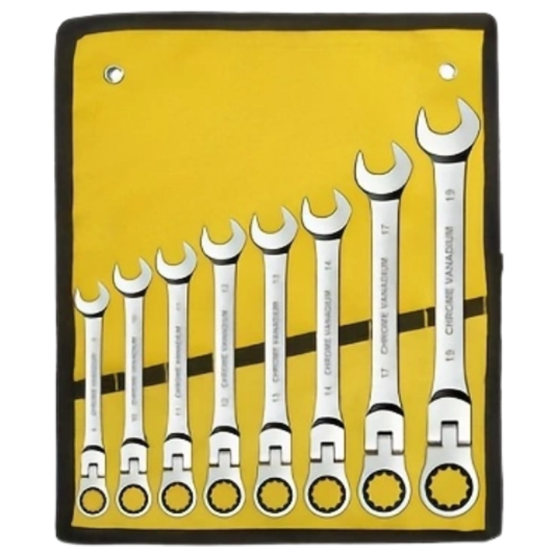 tinduo 니켈 도금 래칫 렌치 기어 렌치 스패너 8종 세트 크롬바나듐강 내마성 캔버스 파우치 29,200원