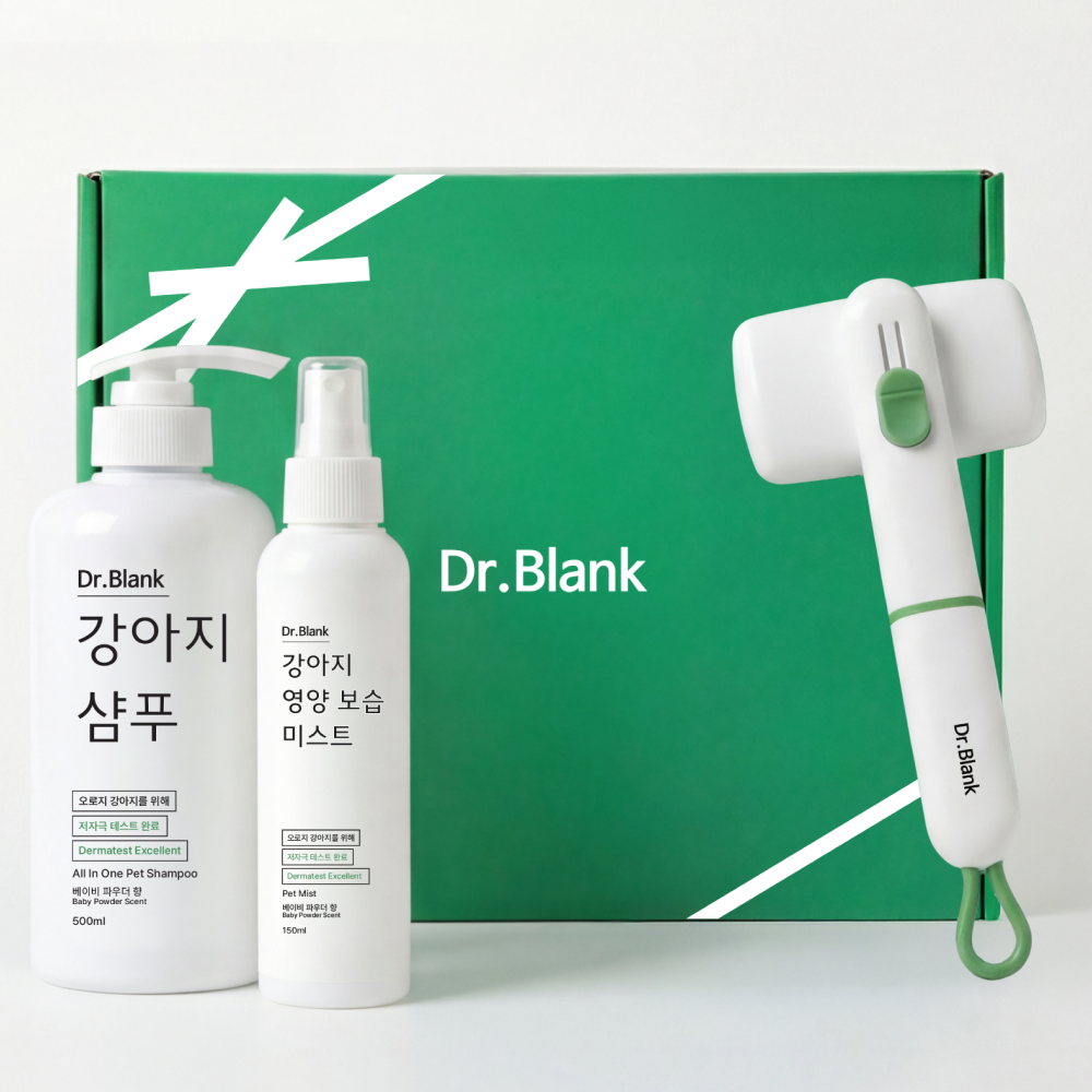 닥터블랭크 강아지 목욕케어 샴푸 미스트 베이비파우더향 500ml + 슬리커 선물 세트, 1세트 38,700원