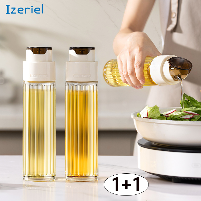 Izeriel 1+1 오일병 자동 개폐 가정용 주방 유리병 대용량 간장 식초 양념병  실리콘 신형 오일병  투명 유리병 슬림 오일병 2종 세트 20,800원