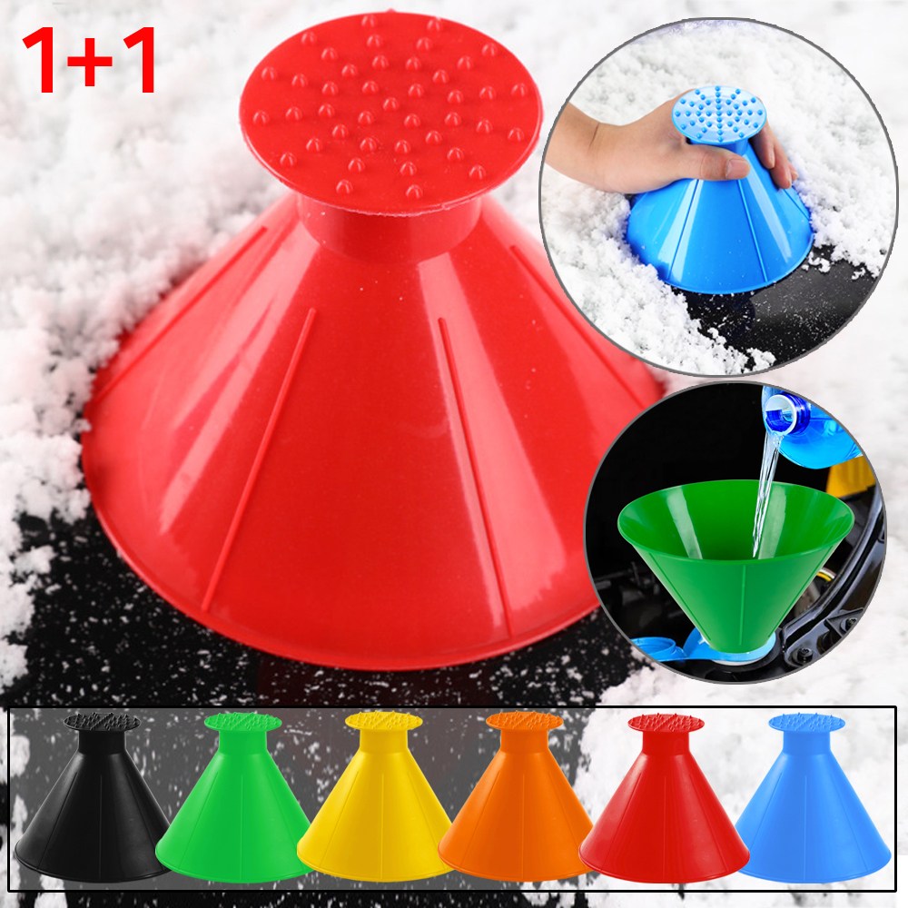 [2개 묶음](원형 성에제거기 1P+1P) 핸디형 성에 오일 워셔액 깔대기 겸용  스크래퍼 차량용 헤라 자동차 컴칼 겨울 세차 용품 4,900원