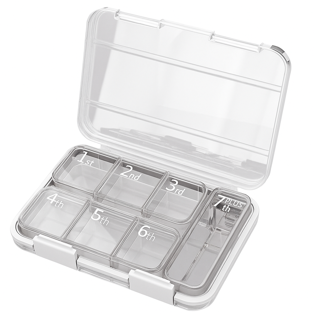 디모어 휴대용 7일 알약케이스 요일별 약보관함 약통, 화이트, 1개, 현재가 10,900원