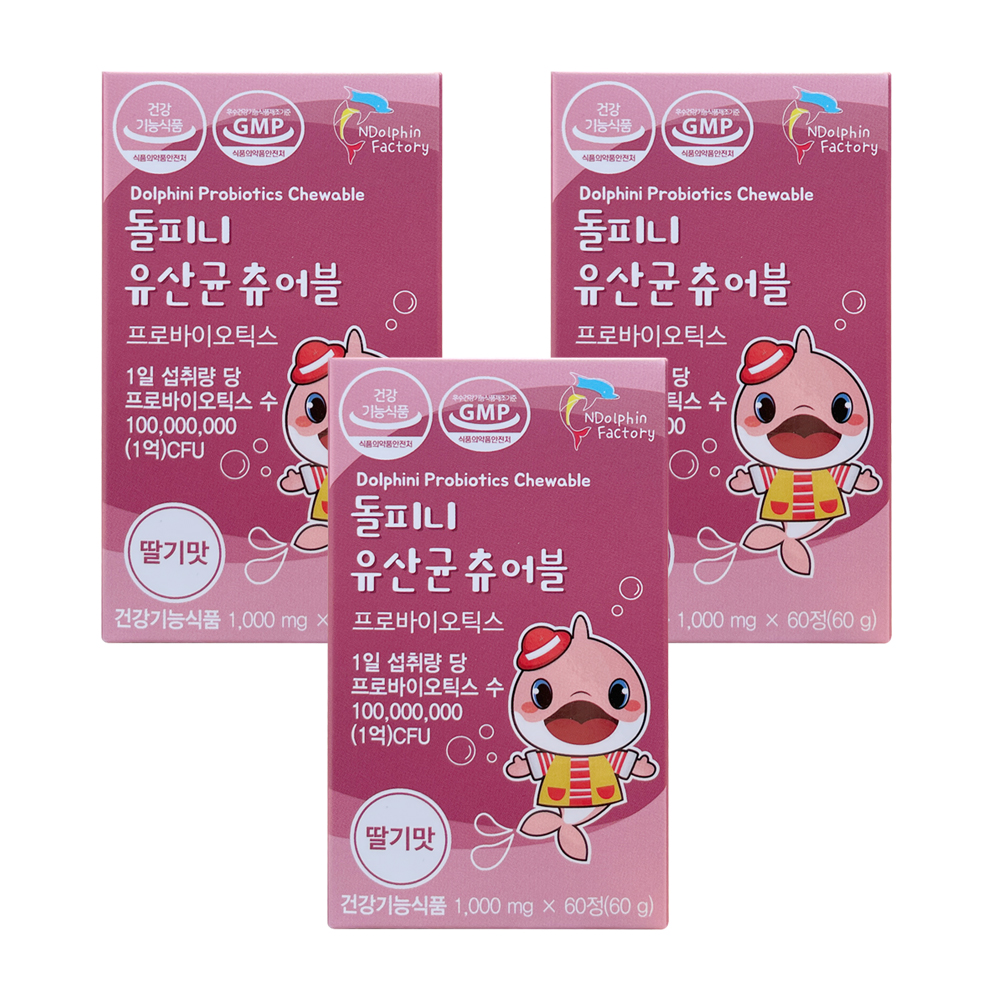 엔돌핀팩토리 돌피니 유산균 츄어블 딸기맛 60g, 60정, 3개 24,700원
