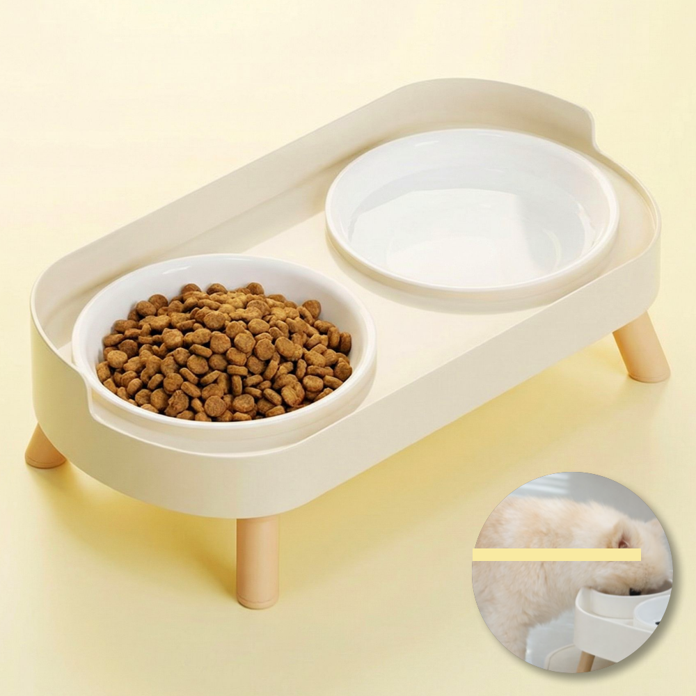 베픽스 목편한 높이 분리형 강아지 밥그릇 2구, 1개, 아이보리 15,600원