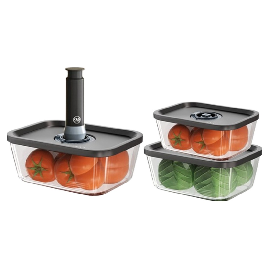 오라플 에어블록 유리 진공 밀폐용기 3종, 1개, 밀폐용기 3종 + 수동 진공펌프 30,000원