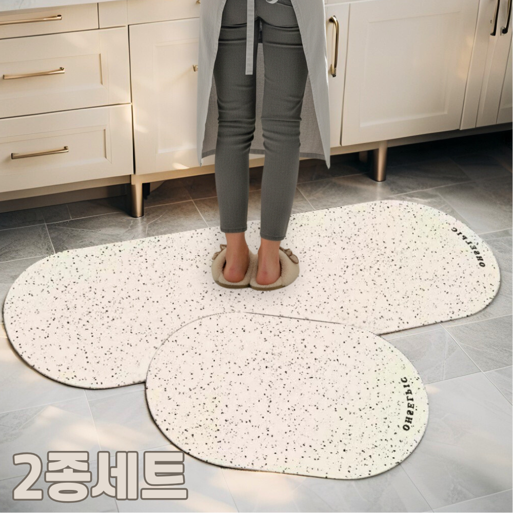 통품스토어 워셔블 논슬립 규조토 주방발매트 2종 세트 빨아쓰는 규조토주방매트, 크림스톤 34,700원