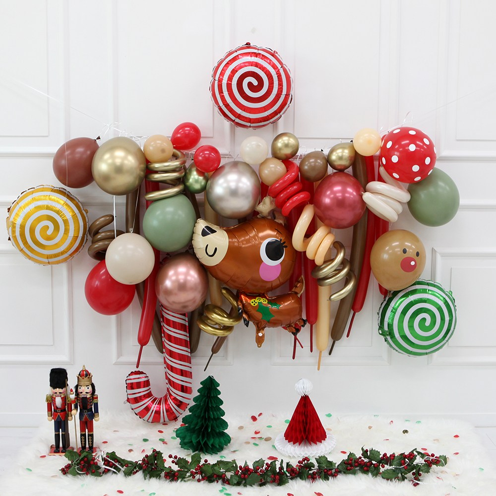 크리스마스 풍선가랜드 레드 골드 루돌프+풍선40개+지팡이 3종세트 24,900원