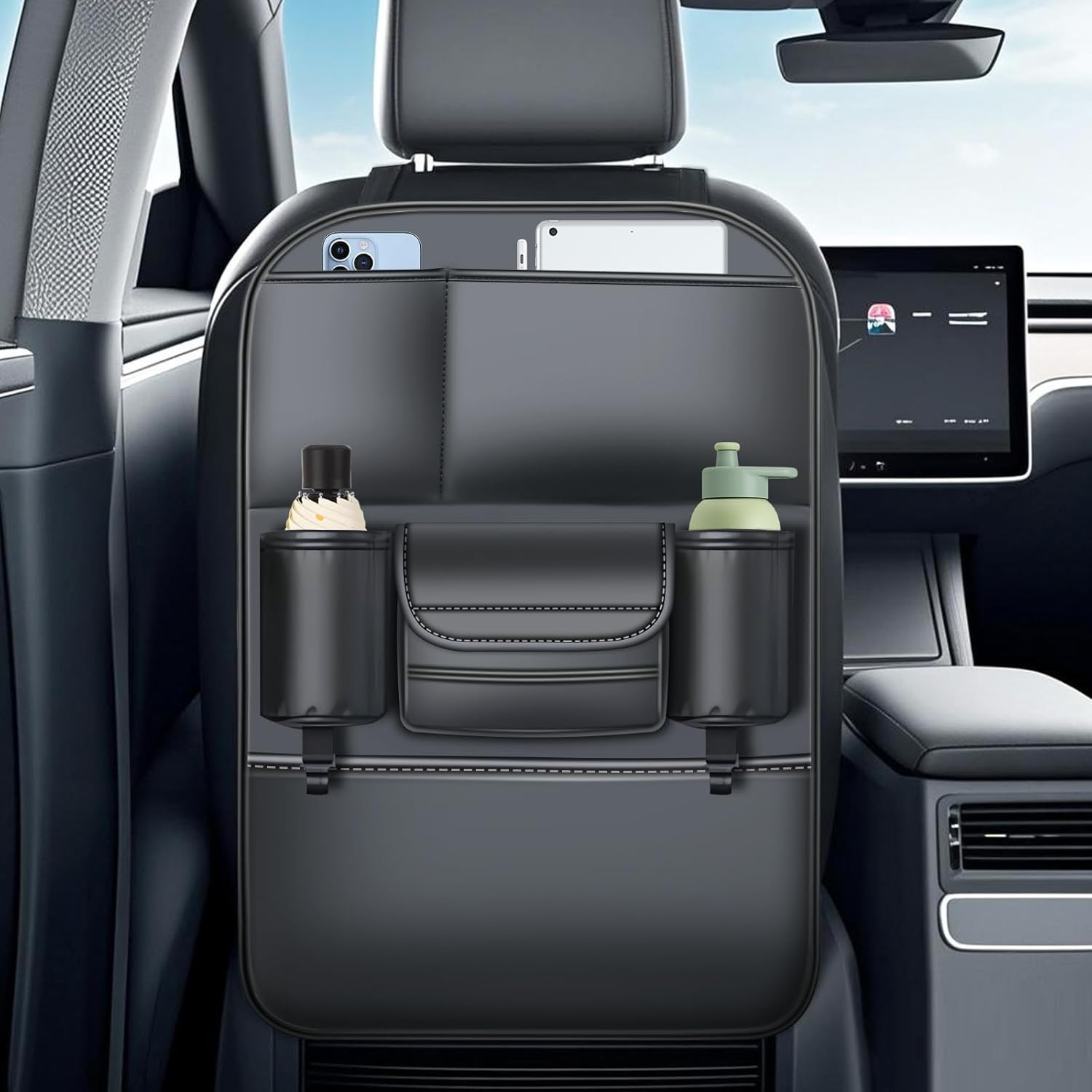 SEAMETAL 자동차수납포켓 가죽 고급 시트 뒷좌석 다용도 수납포켓 수납함 차량용수납포켓 차량용품, 블랙, 1개 21,900원