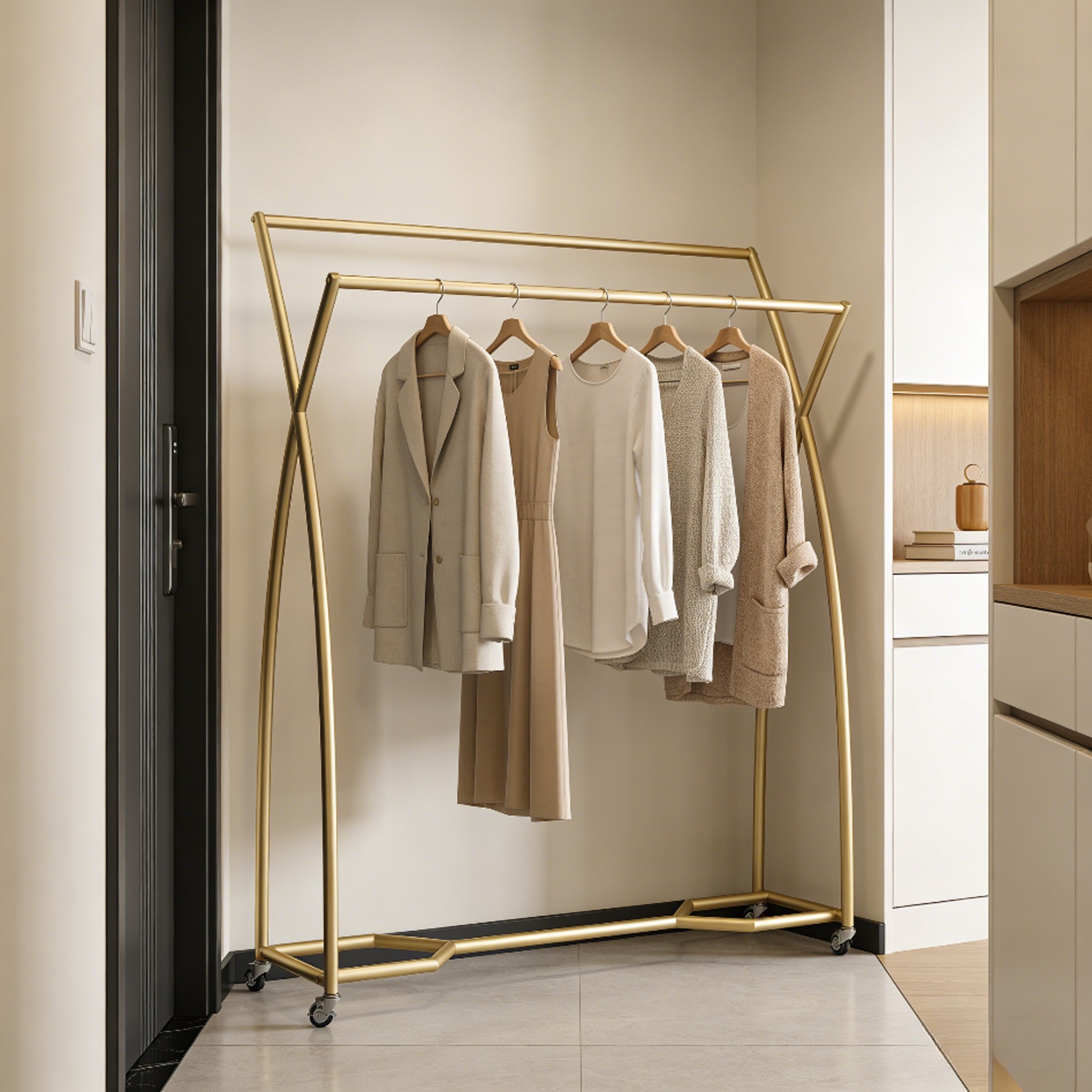 양면행거 옷가게행거 매장선반행거 옷가게선반행거 의류매장중앙행거 1450MM*1200MM*400MM, 금색 120,000원