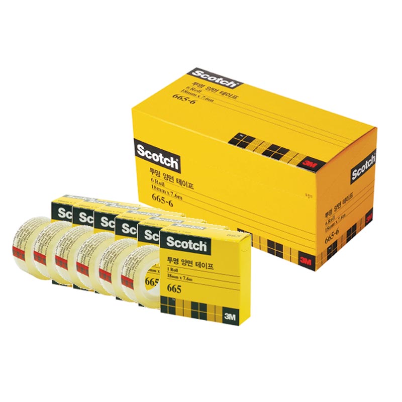 3M 스카치 투명 양면테이프 리필 665R 6롤입(1갑) /18mmX7.6M 19,100원