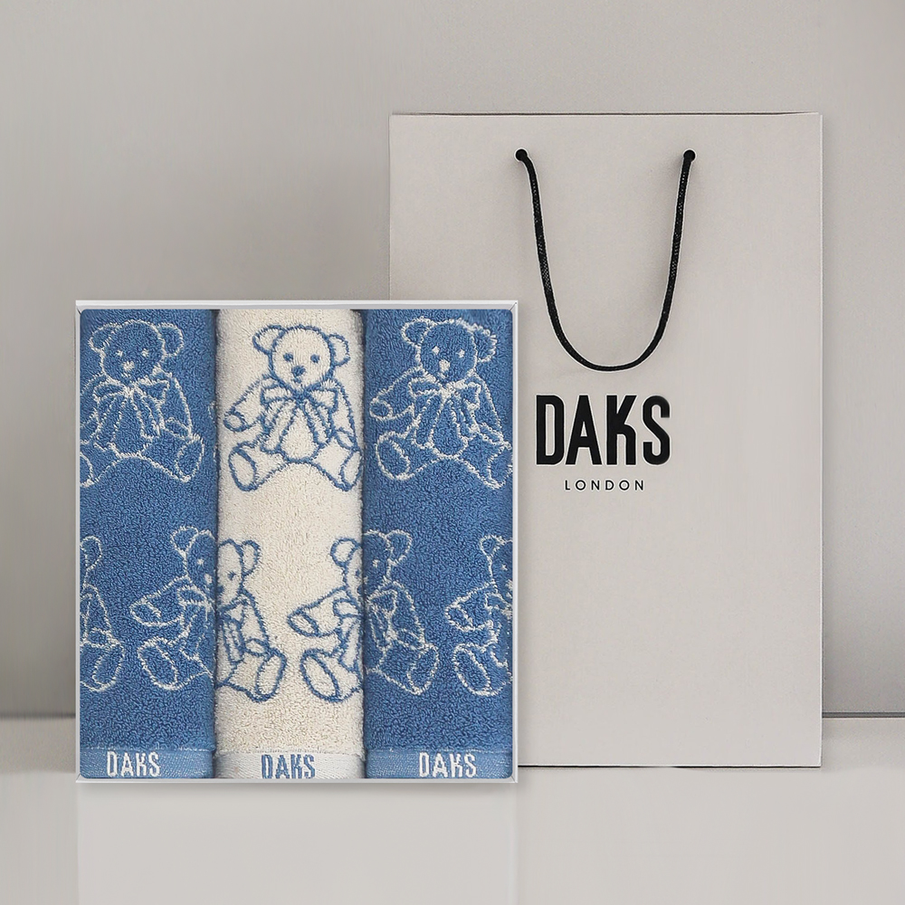 닥스 테디블루선염 세면타월 190g 40수 코마사 블루 2p + 크림 1p 세트 37,000원