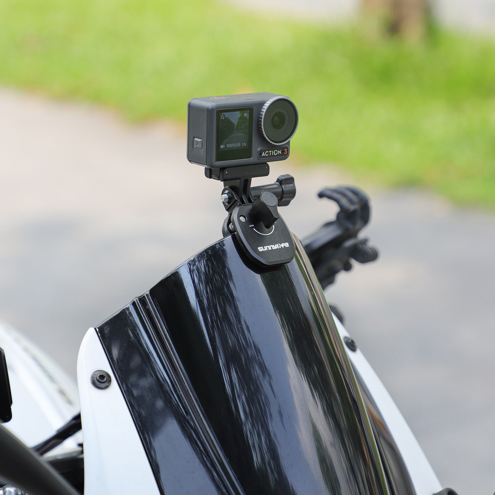 써니라이프 모터사이클 윈드쉴드 알루미늄 마운트 dji 오즈모 액션6/5프로/나노/360 액션캠 바이크 클램프 짐벌카메라 악세사리, 1개 25,410원