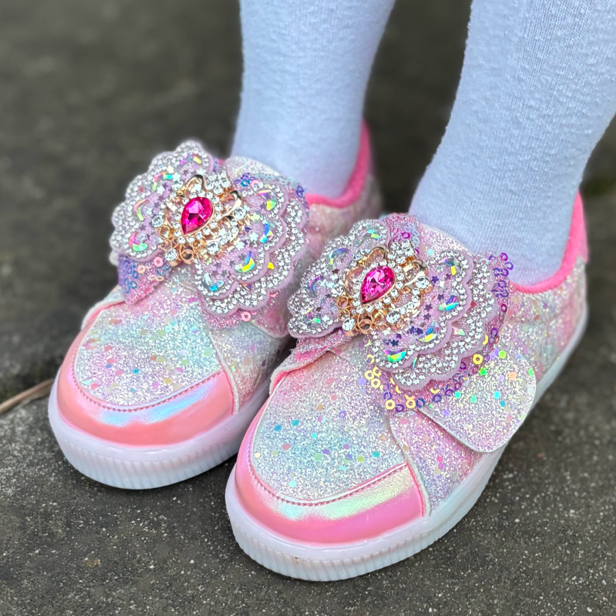 프롬베베 여아용 베라 글리터 리본 LED 여아 운동화 42,000원