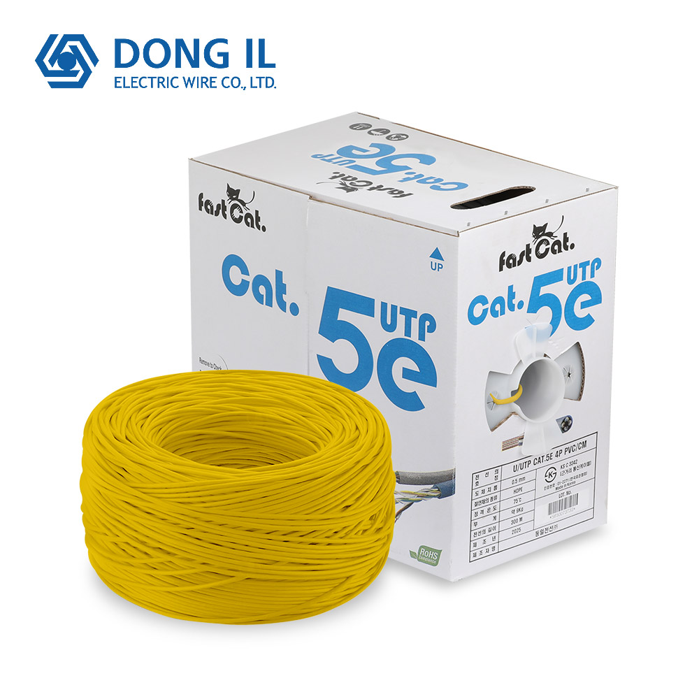 국산 동일전선 황색 CAT5e UTP케이블 300M 박스 롤 옐로우 랜케이블 인터넷선 랜선 단선 RJ45 커넥터 공사 179,800원