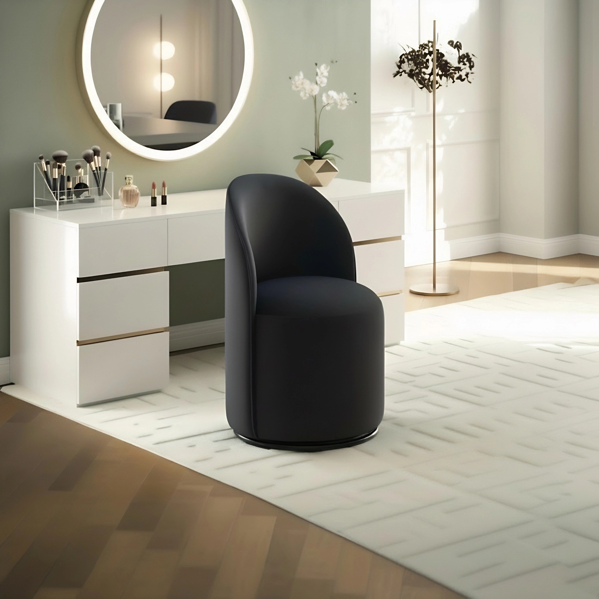 TOSEE [360도 회전] 모던 벨벳 화장대 의자 겸용 식탁 의자, 고급 가구 인기제품,1개, 그레이, 1개 119,000원