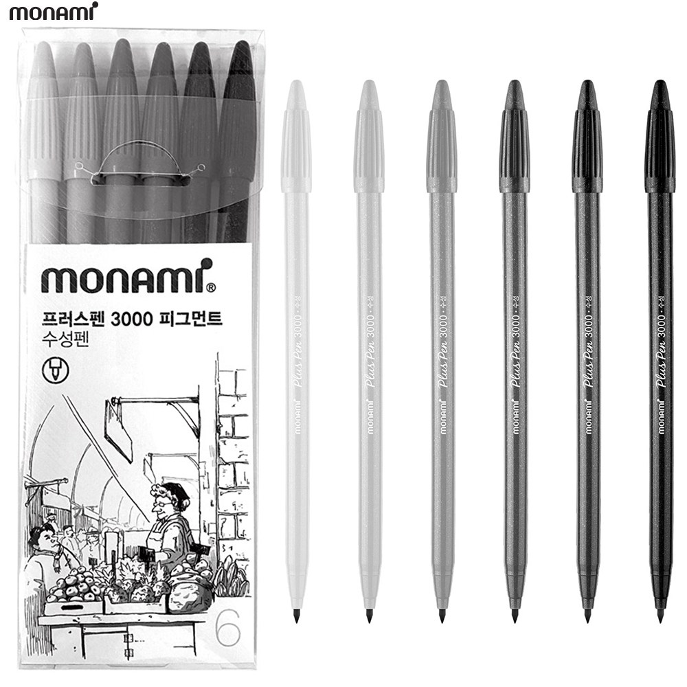 [모나미] 프러스펜 3000 피그먼트 6색 세트, 상세페이지 참조, 단품 2,500원