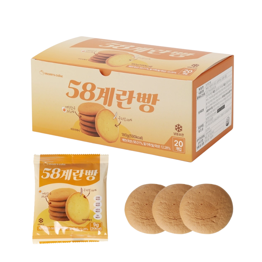 [맘스케이크] 58계란빵 우리밀 카스테라빵 무항생제 유치원 어린이 사무실 간식 부모님 선물 고단백 디저트 20,900원