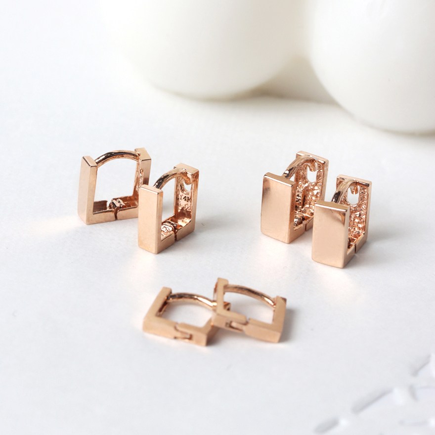 14K 금 오로프 미니 스퀘어 민자 링 원터치 귀걸이 135,330원