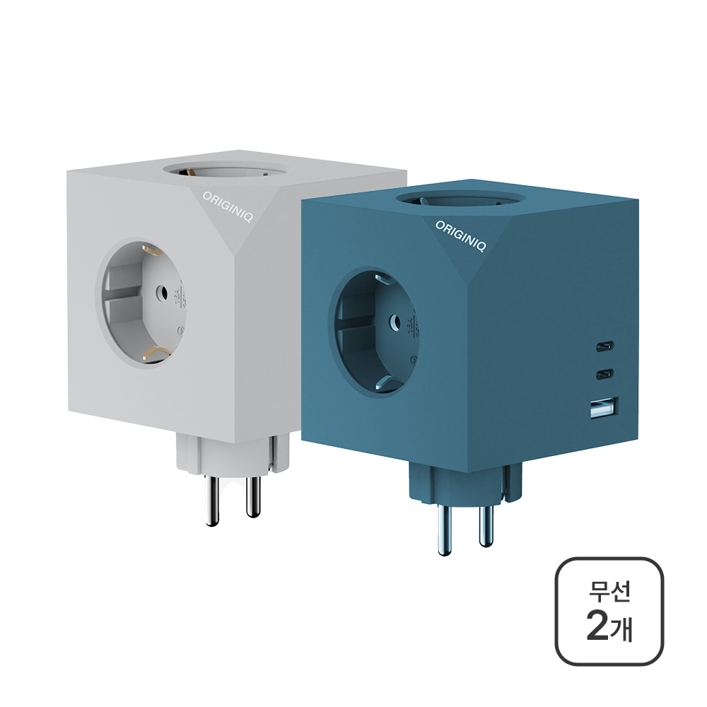 오리지니크 고속충전 고용량 멀티어댑터 USB 무선 멀티탭 2개세트, 라이트그레이+블루그린(무선), 1세트, 7.5cm 98,100원