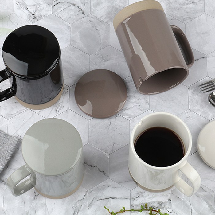 마시 프렌치 듀오 뚜껑 머그 도자기 머그컵 2P 세트 350ml+500ml 15,700원