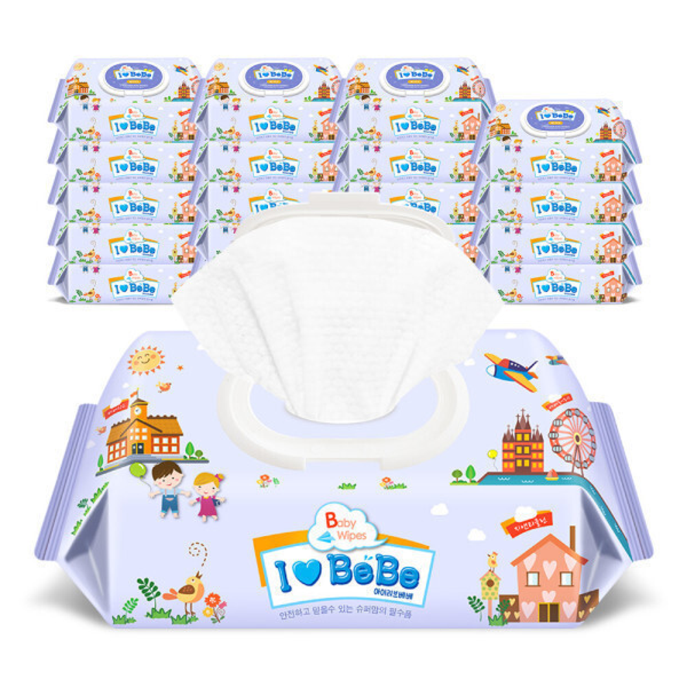 아이러브베베 아기물티슈 엠보싱 보라 52g 80매 캡형 20팩 27,800원